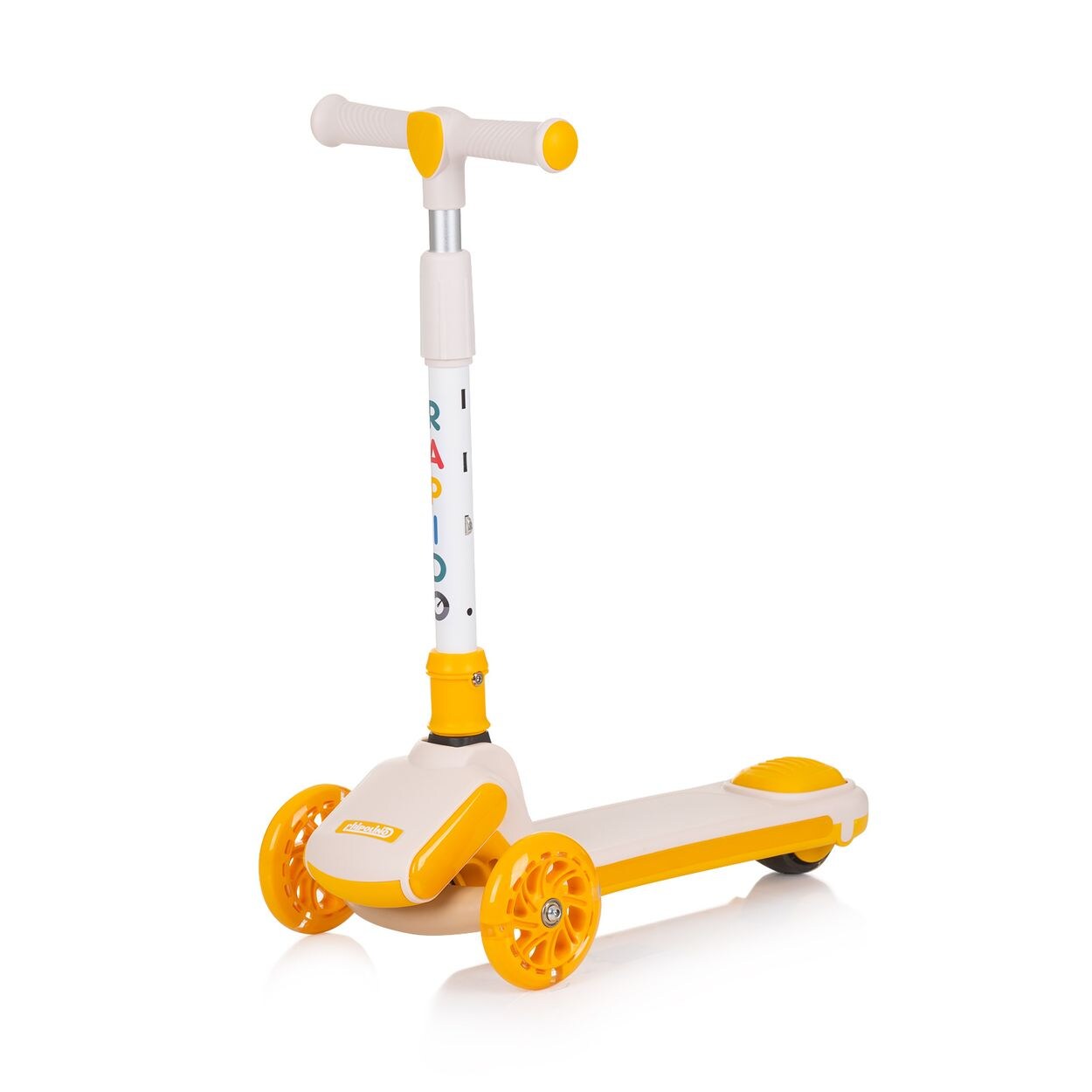 Kinderroller Rapido Anti-Rutsch-Griffe, Hinterradbremse, klappbar, LED gelb