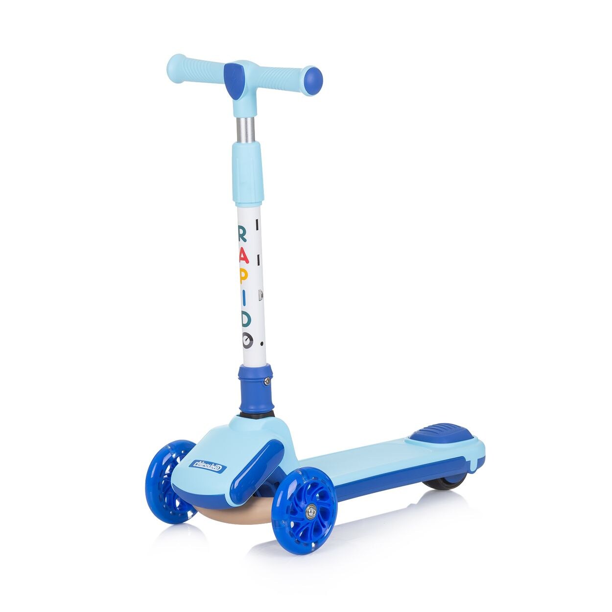 Kinderroller Rapido Anti-Rutsch-Griffe, Hinterradbremse, klappbar, LED blau