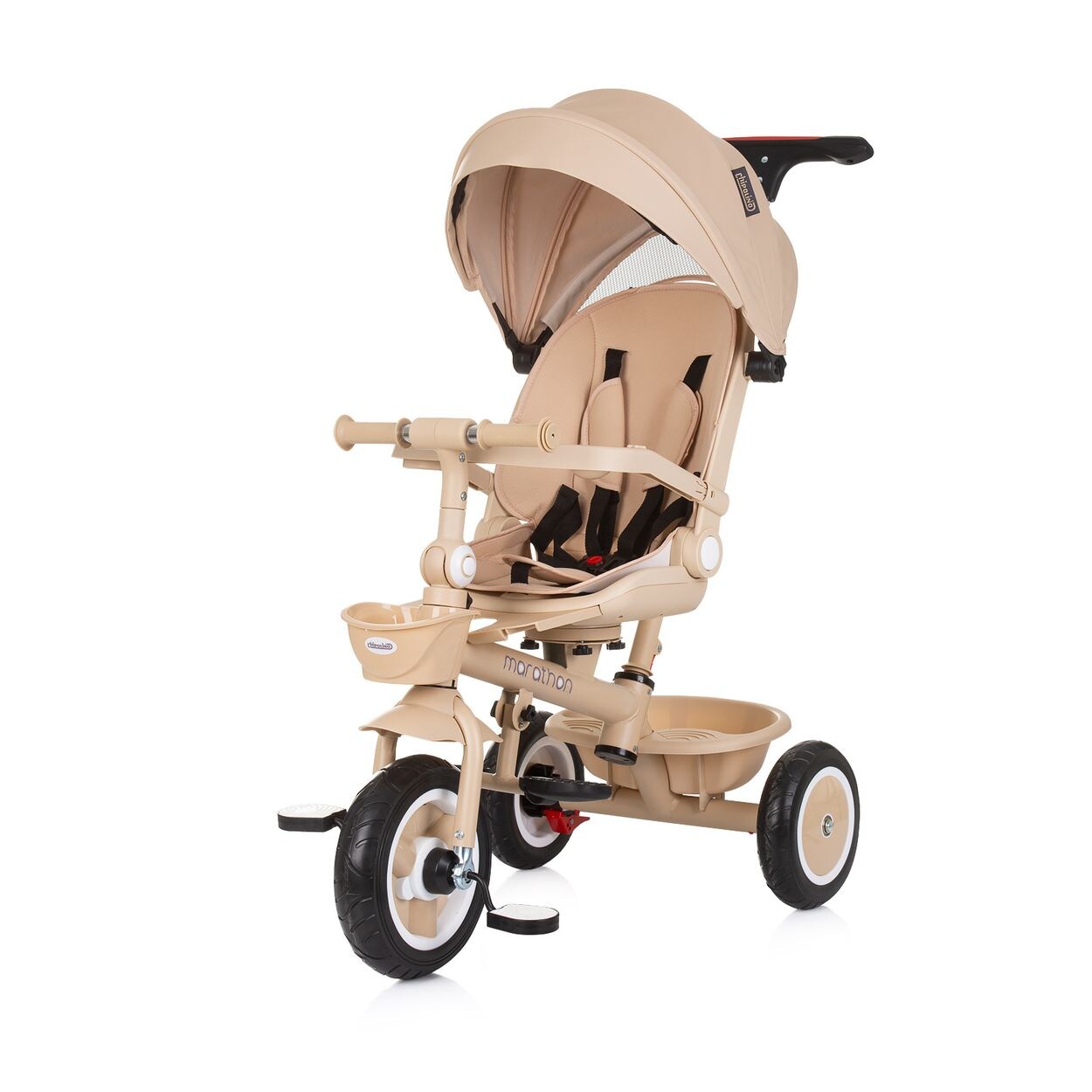 Tricycle Marathon 2 in 1 Dreirad, Sitz umkehrbar, Gummiräder, Dach beige