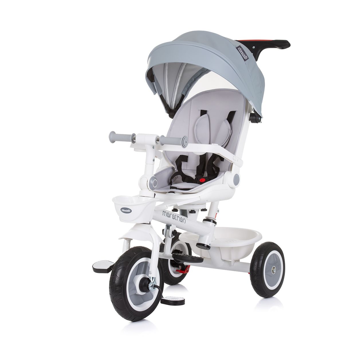 Chipolino Tricycle Marathon 2 in 1 Dreirad, Sitz umkehrbar, Gummir&auml;der, Dach grau 