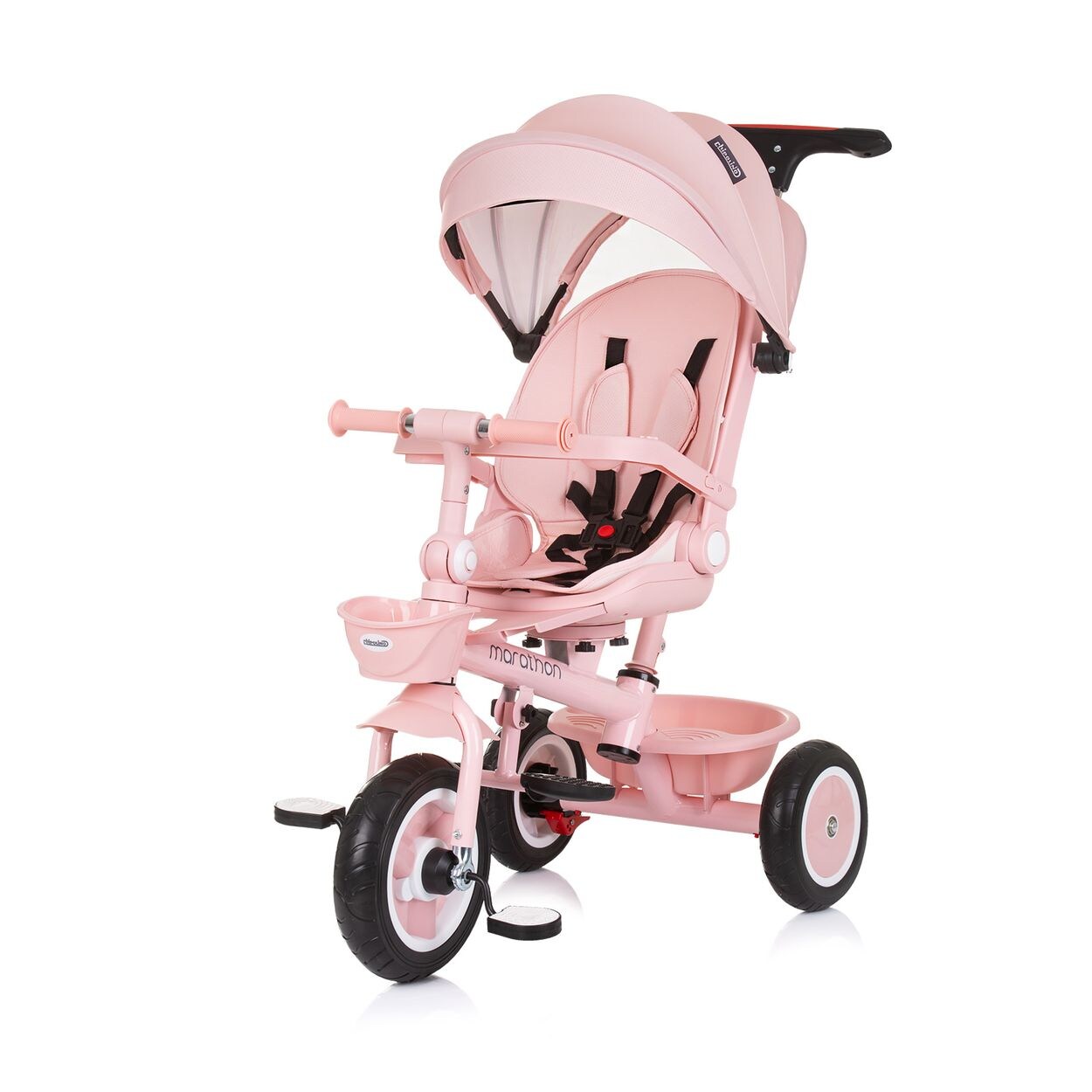 Tricycle Marathon 2 in 1 Dreirad, Sitz umkehrbar, Gummiräder, Dach rosa
