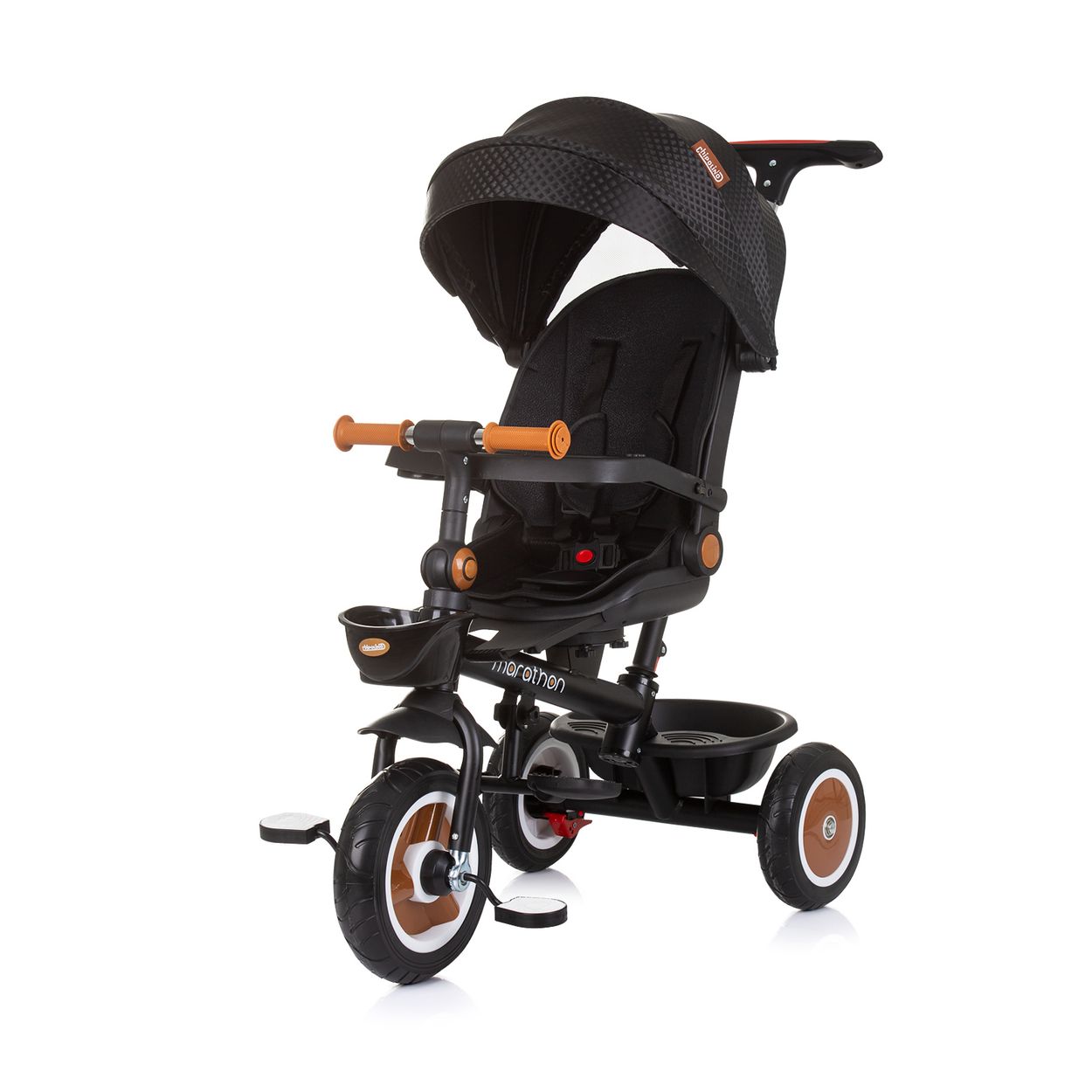 Chipolino Tricycle Marathon 2 in 1 Dreirad, Sitz umkehrbar, Gummir&auml;der, Dach schwarz 