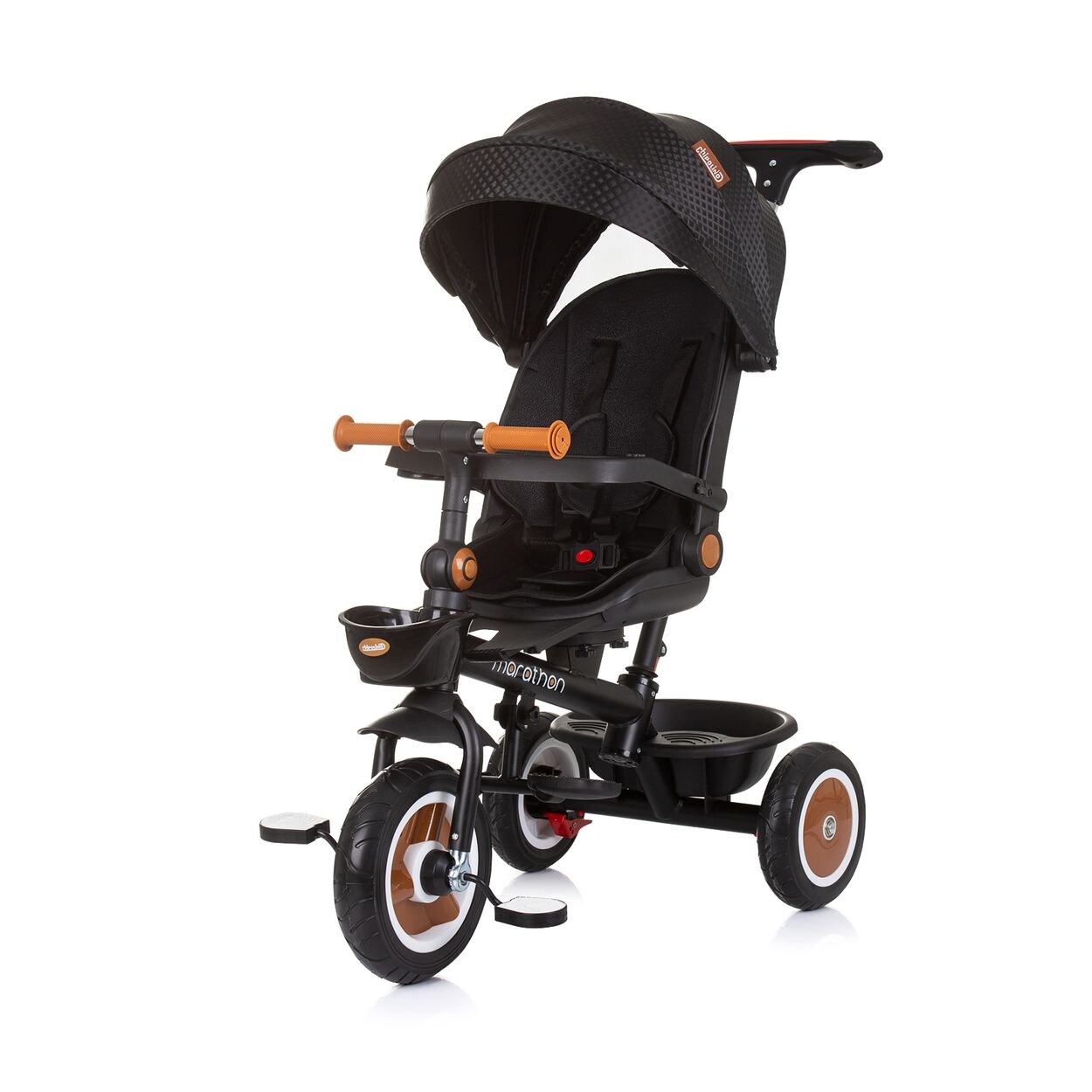 Tricycle Marathon 2 in 1 Dreirad, Sitz umkehrbar, Gummiräder, Dach schwarz