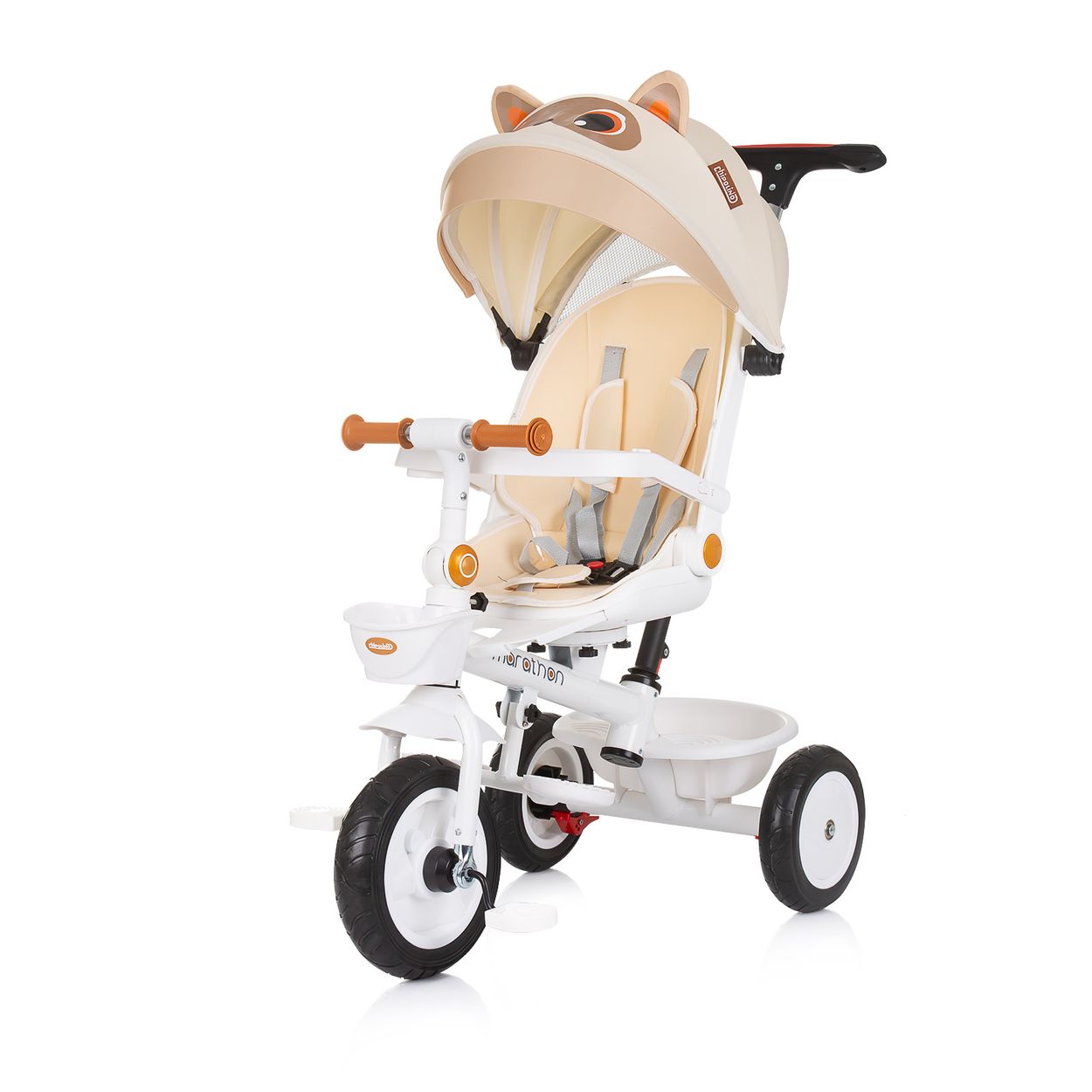 Chipolino Tricycle Marathon 2 in 1 Dreirad, Sitz umkehrbar, Gummir&auml;der, Dach hellbraun 