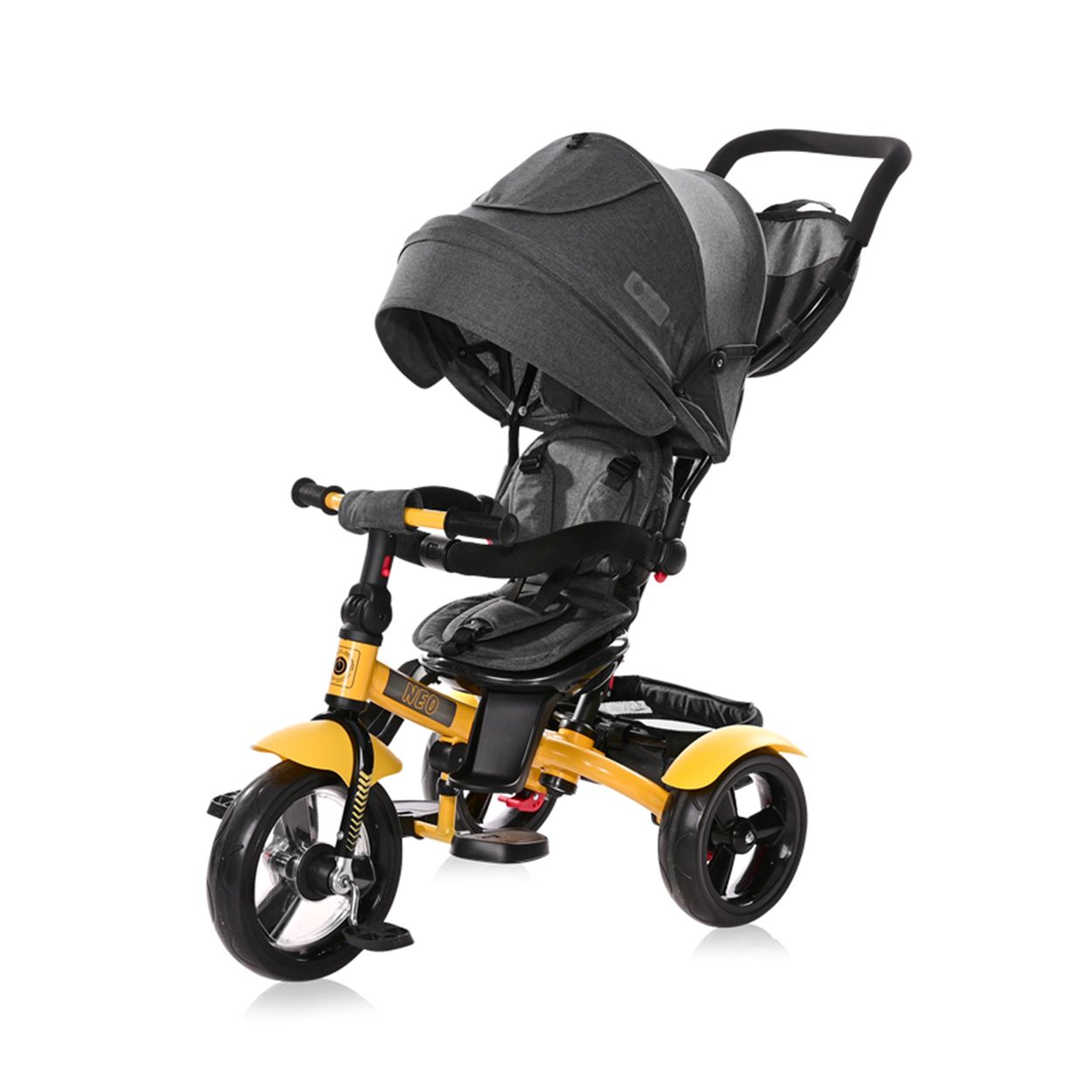 Lorelli Tricycle Neo 4 in 1 EVA-Reifen, Schiebestange, Sitz drehbar, verstellbar gelb 