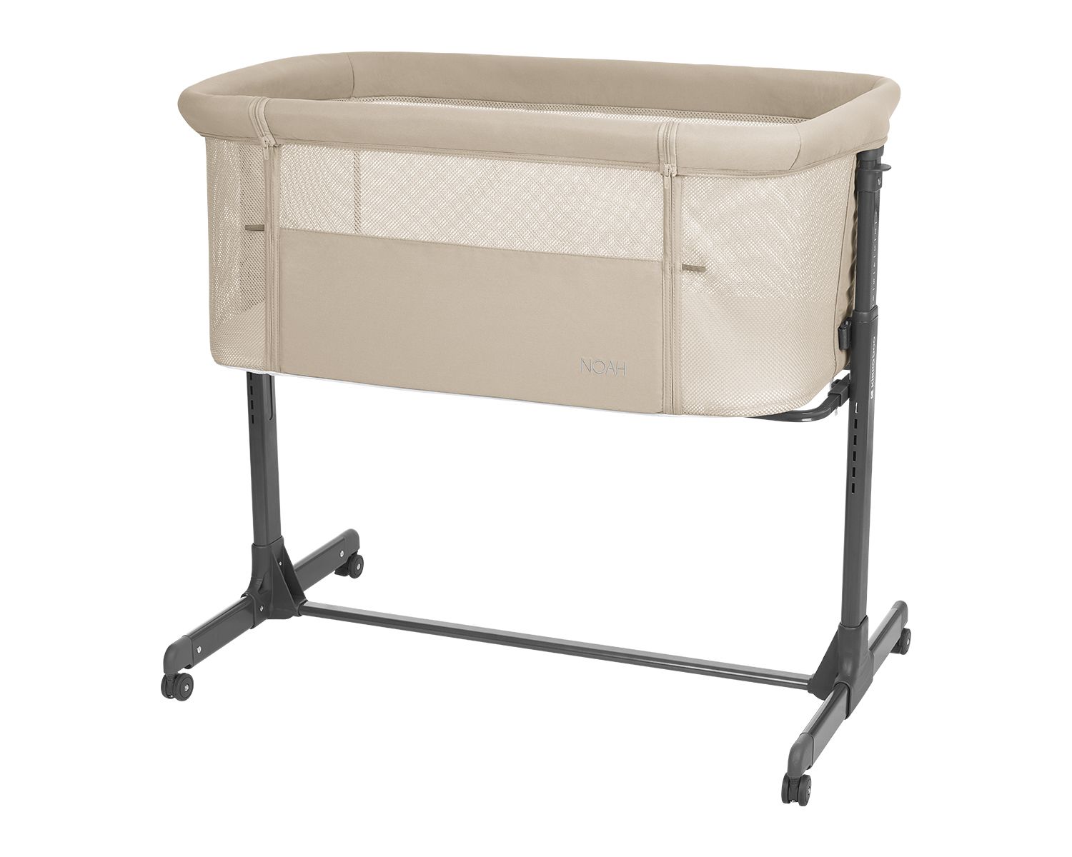 Kikkaboo Beistellbett Noah verstellbar R&auml;der Anti Reflux eine Seite zum &Ouml;ffnen braun 