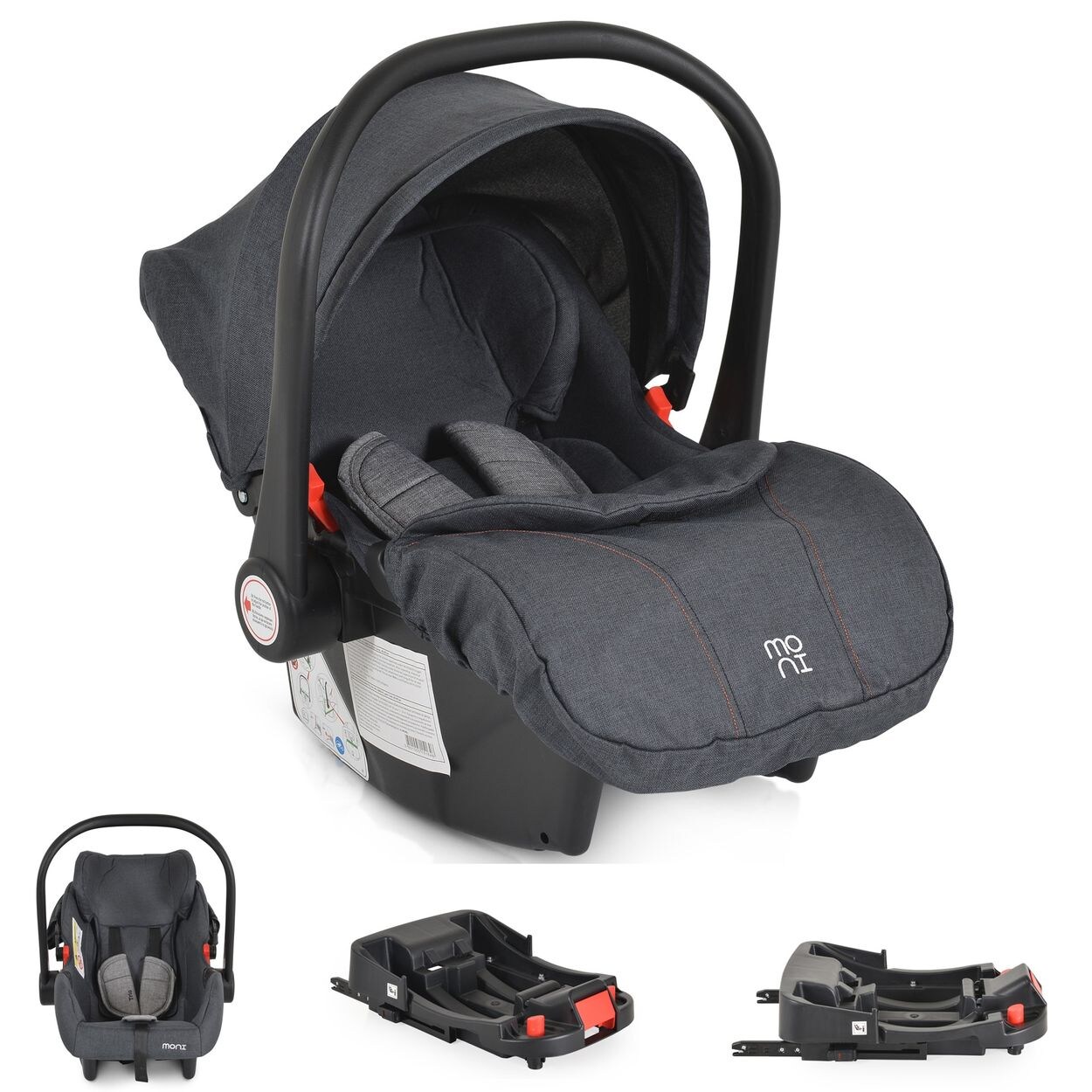 Babyschale Trio Set mit Isofixbasis Royal, i-Size (40 - 87cm) Adapter grau