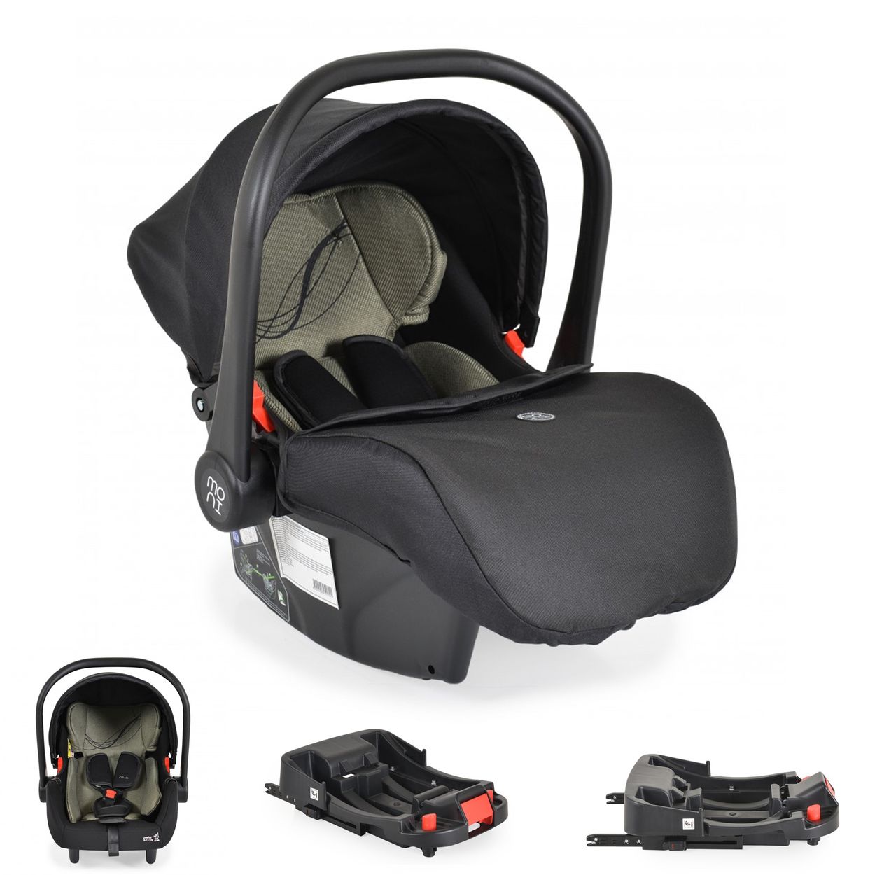 Moni Babyschale Multi Set mit Isofixbasis Royal, i-Size (40 - 87cm) Gruppe 0+ gr&uuml;n 