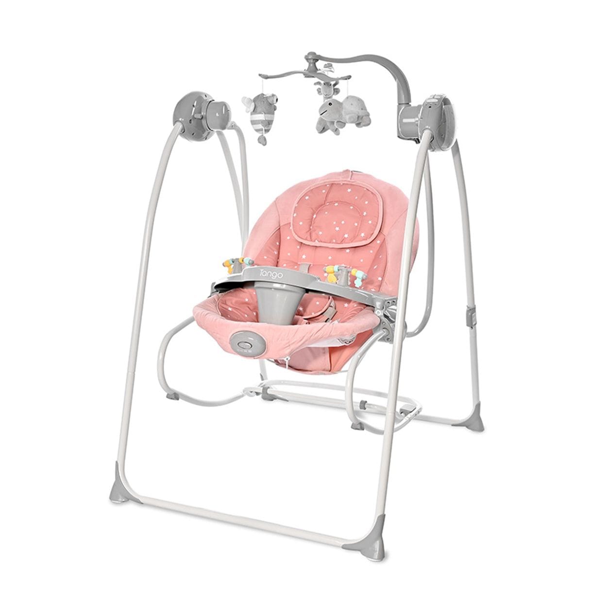 Lorelli Babywippe elektrisch Tango 2 in 1, Fernbedienung, MP3, Timer, Mobile rosa pink 