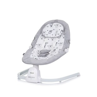 Chipolino Babywippe Oasis Fernbedienung, Timer, Moskitonetz, Gurt, Plüschtiere hellgrau 