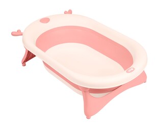 Kikkaboo faltbare Babybadewanne Foldy Wasserablauf leicht zu reinigen ab Geburt rosa 