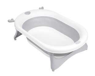 Kikkaboo faltbare Babybadewanne Foldy Wasserablauf leicht zu reinigen ab Geburt grau 