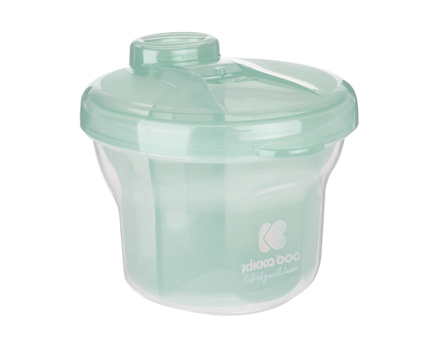 Kikkaboo Milchpulver Beh&auml;lter 2 in 1 Snackbecher, drei Ablagef&auml;cher, Deckel hellgr&uuml;n 