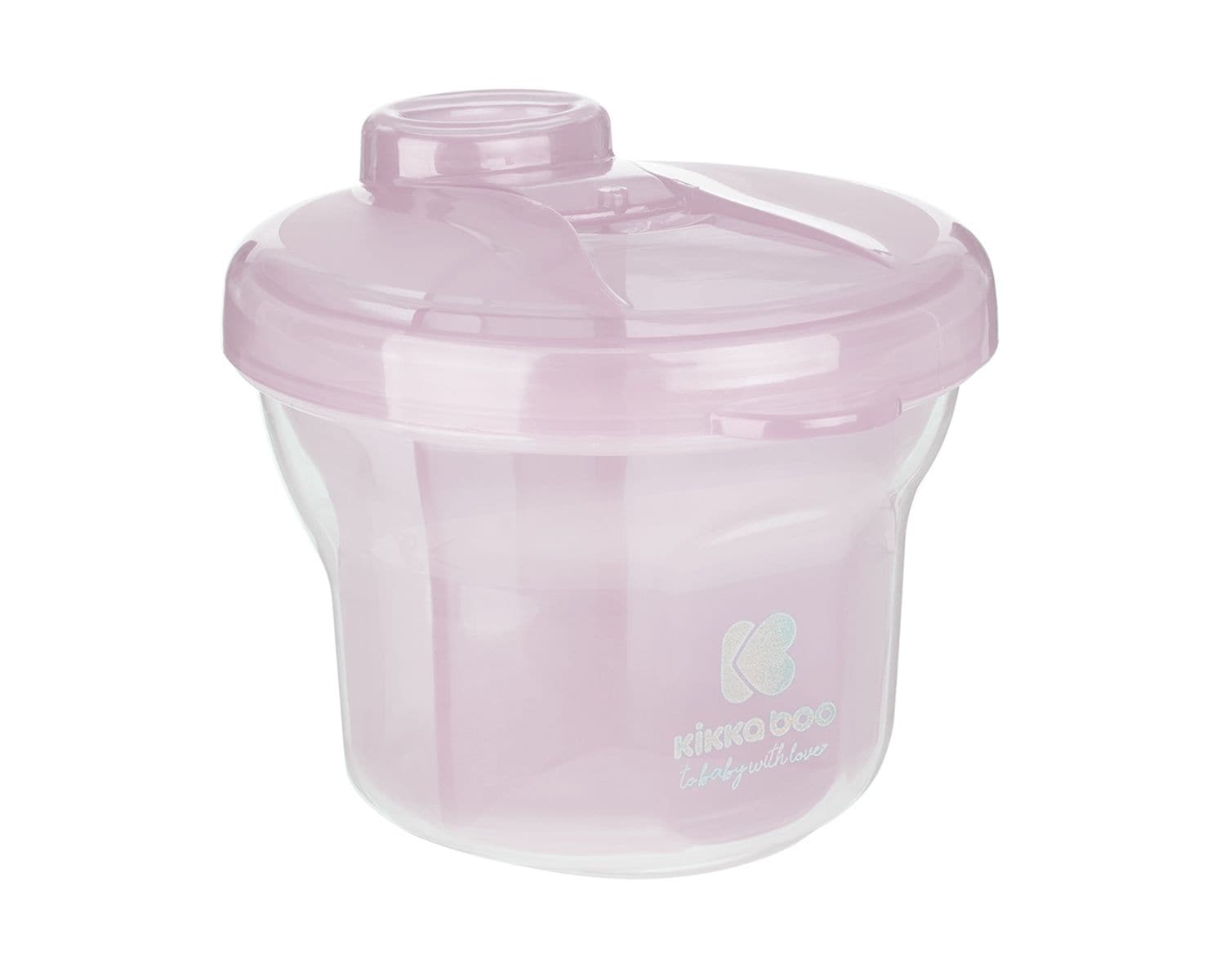Kikkaboo Milchpulver Beh&auml;lter 2 in 1 Snackbecher, drei Ablagef&auml;cher, Deckel wei&szlig; rosa 