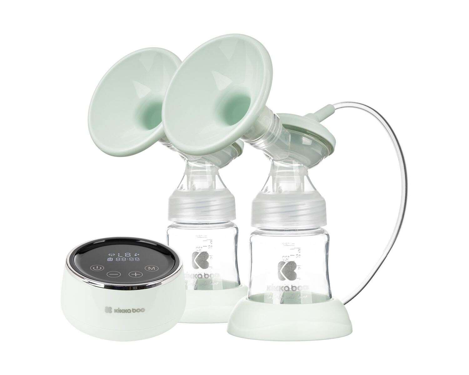 Kikkaboo Doppelmilchpumpe elektrisch Nessa  Flasche, Touchscreen Display grün