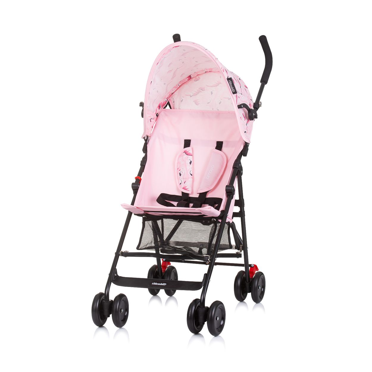 Chipolino Kinderwagen Amaya Buggy Sonnendach verstellbar, zusammenklappbar, Korb rosa schwarz 