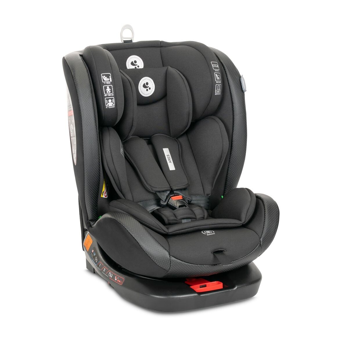 Kindersitz Ares i-Size (40-150cm) Isofix, verstellbar, Sitz 360° drehbar dunkelgrau