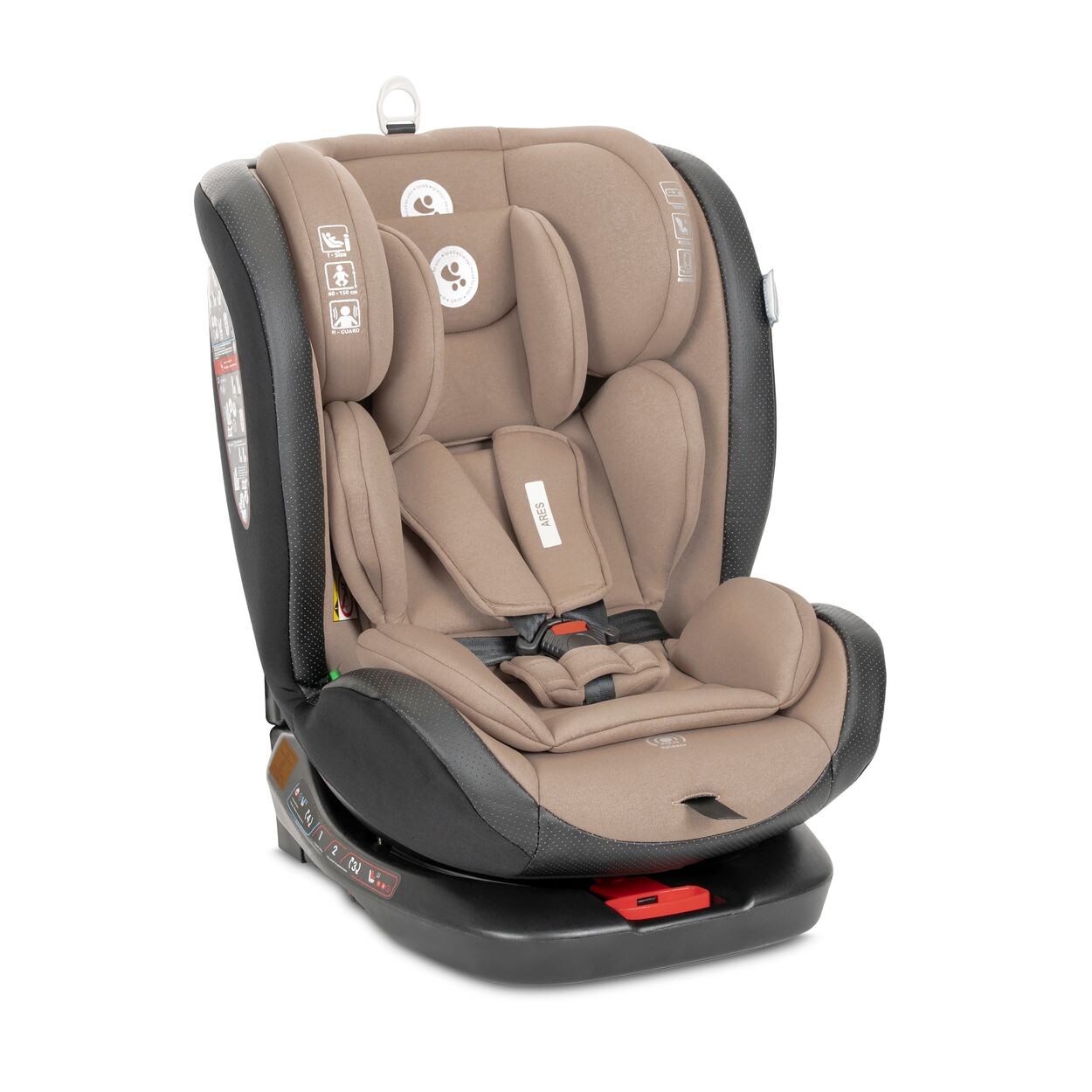 Kindersitz Ares i-Size (40-150cm) Isofix, verstellbar, Sitz 360° drehbar beige braun