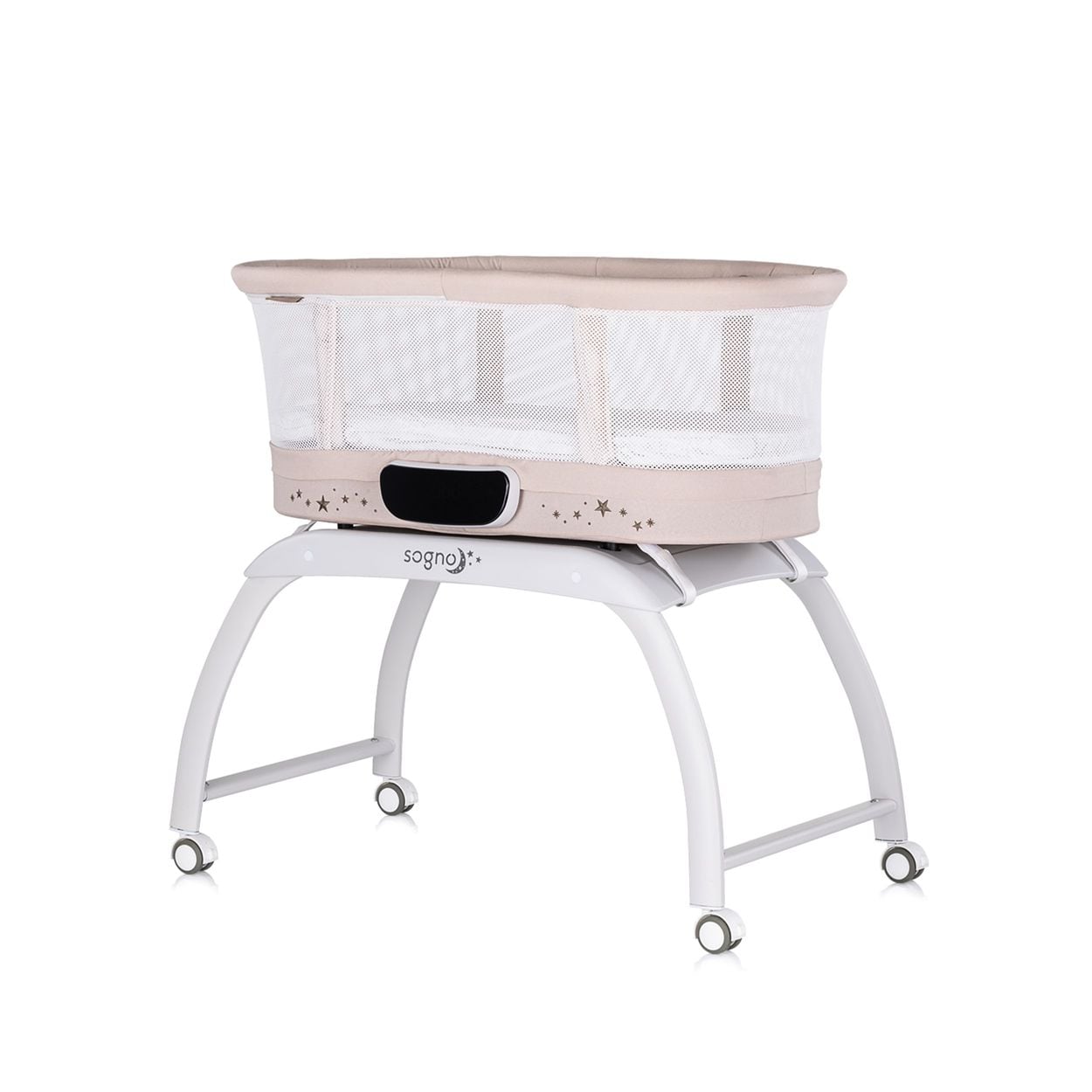 Chipolino Beistellbett Sogno 2 in 1 Spieltisch, Fernbedienung, eingebaute Waage beige 