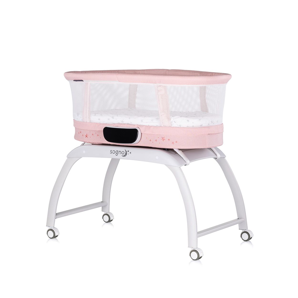 Chipolino Beistellbett Sogno 2 in 1 Spieltisch, Fernbedienung, eingebaute Waage rosa 
