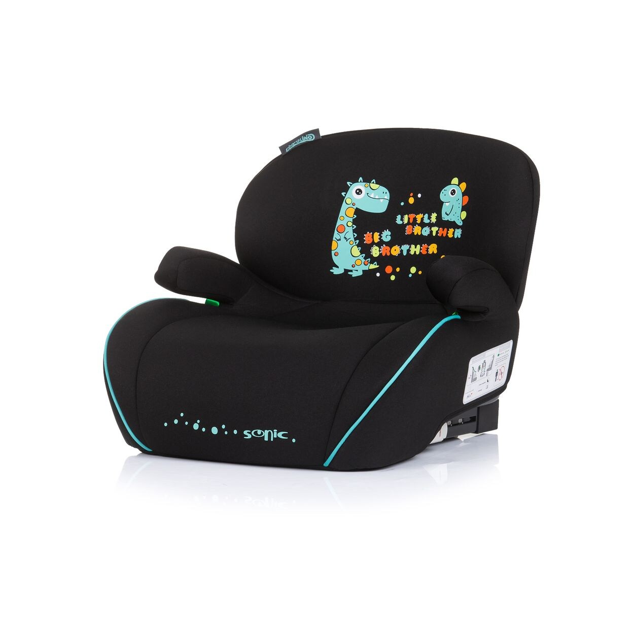 Kindersitz, Sitzerhöhung Sonic Isofix, i-Size, 125-150 cm, Armlehne türkis