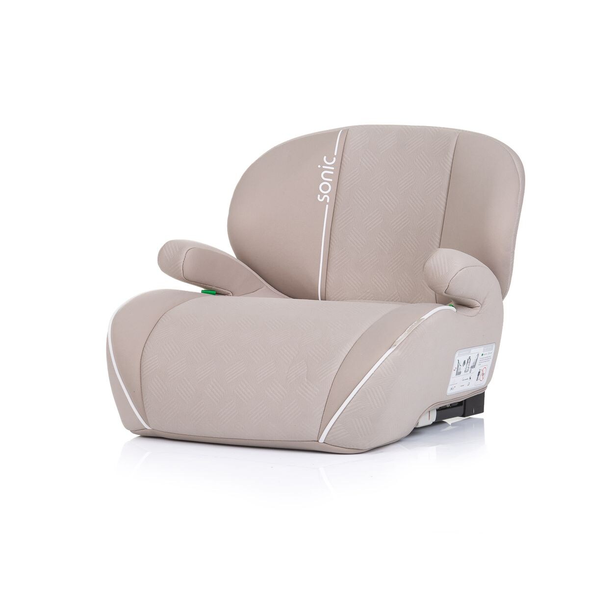 Kindersitz, Sitzerhöhung Sonic Isofix, i-Size, 125-150 cm, Armlehne beige