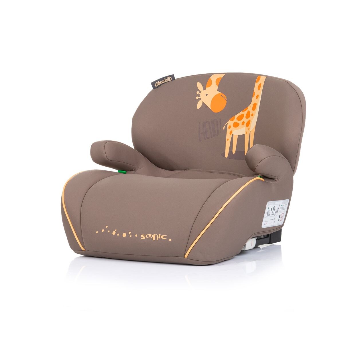Kindersitz, Sitzerhöhung Sonic Isofix, i-Size, 125-150 cm, Armlehne braun