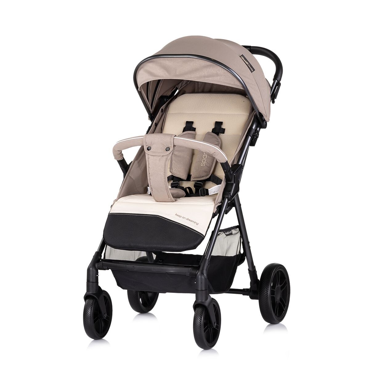 Kinderwagen Sparkle, Buggy, faltbar, Gurt am Griff, verstellbar beige