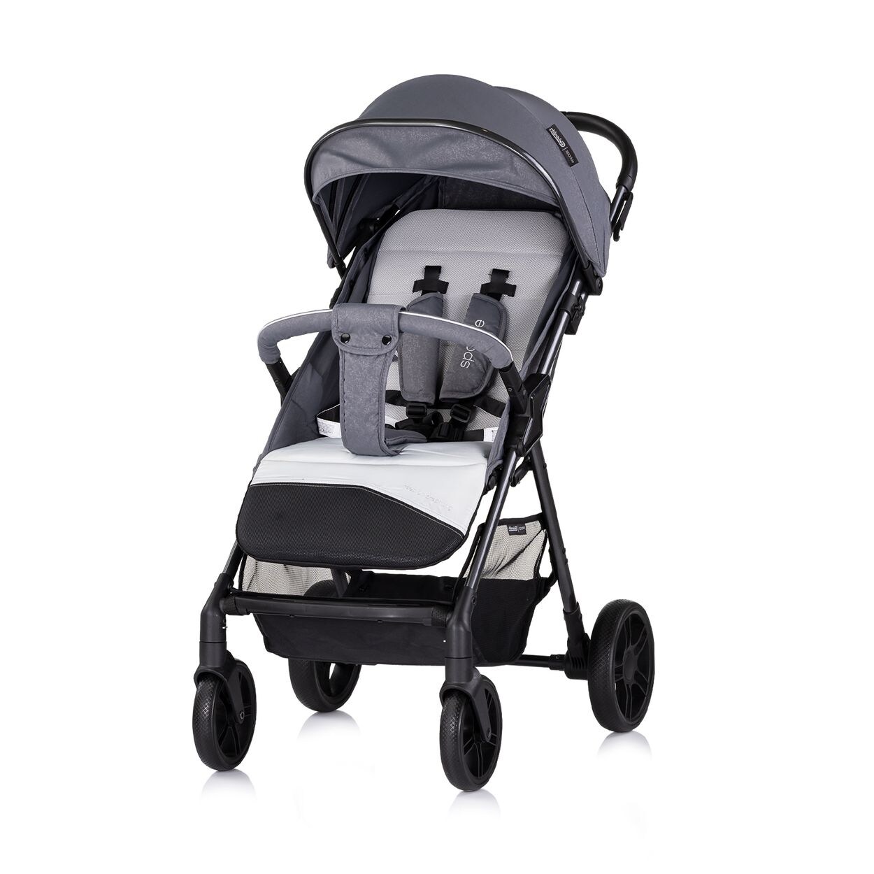 Kinderwagen Sparkle, Buggy, faltbar, Gurt am Griff, verstellbar grau