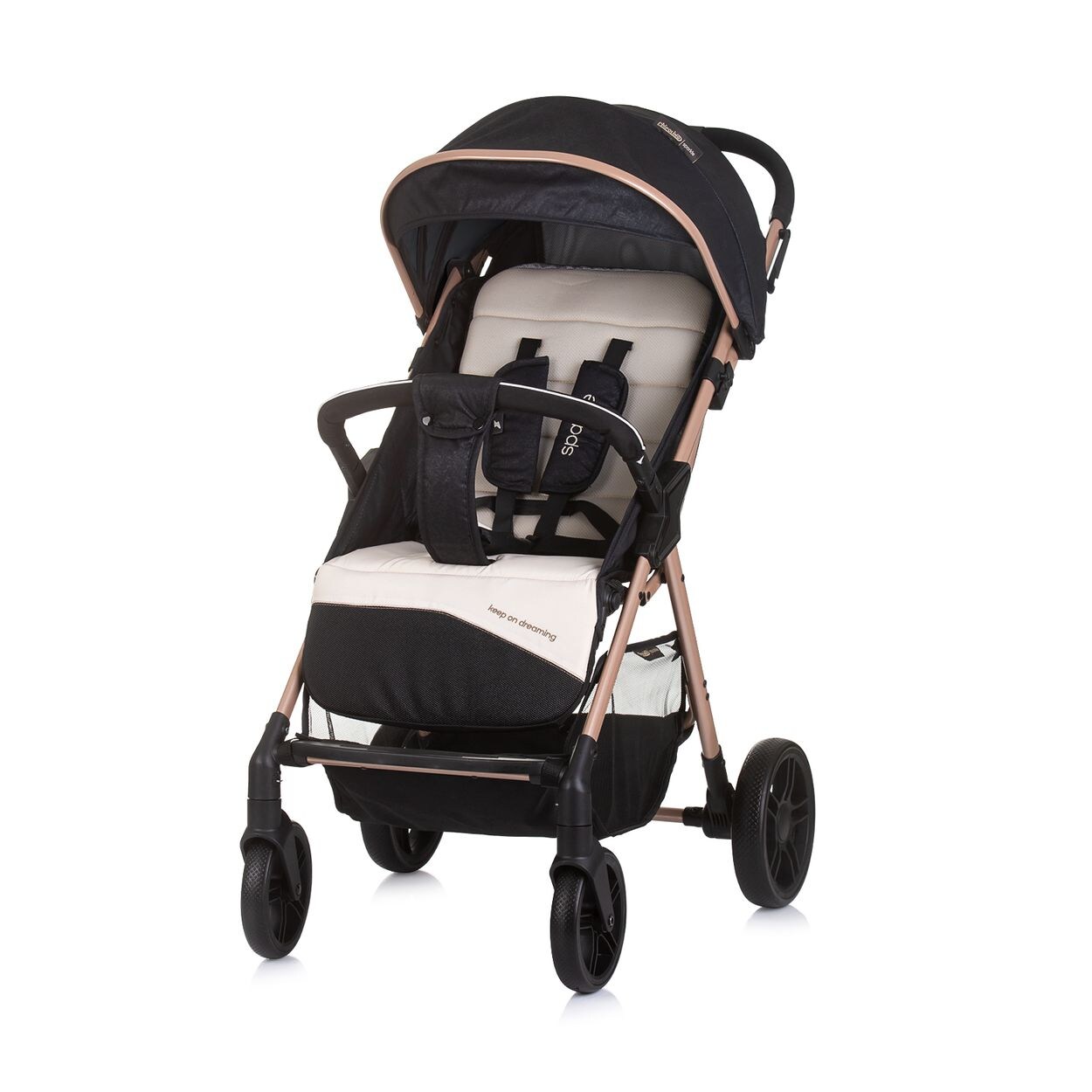 Kinderwagen Sparkle, Buggy, faltbar, Gurt am Griff, verstellbar schwarz