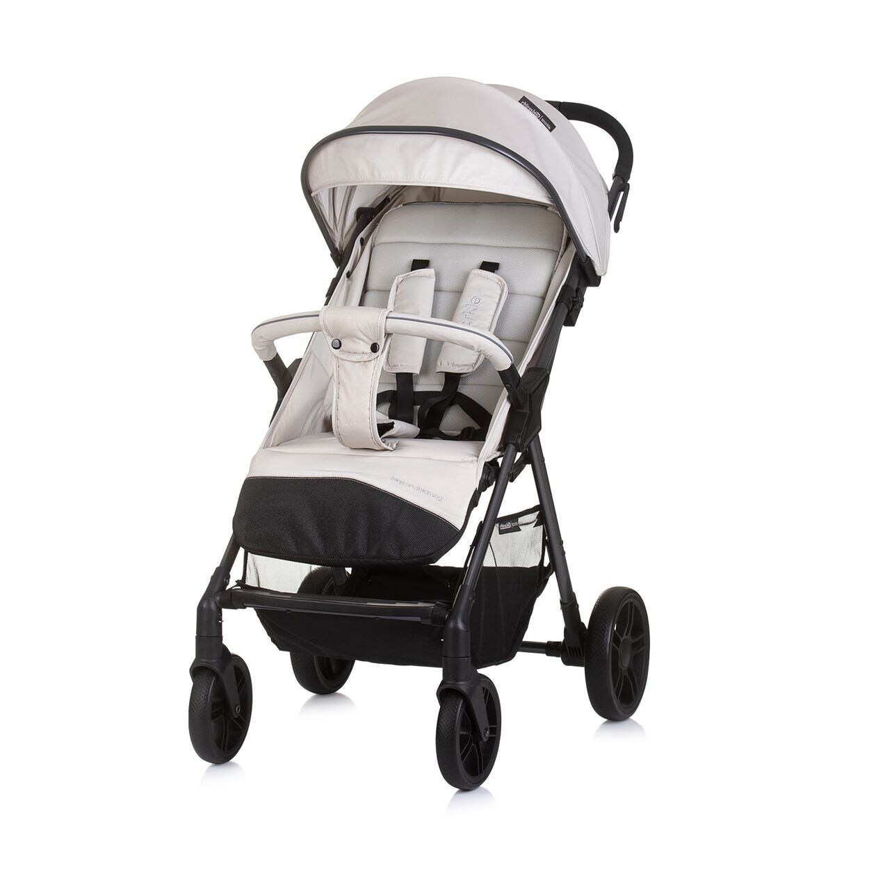 Kinderwagen Sparkle, Buggy, faltbar, Gurt am Griff, verstellbar beige-weiß
