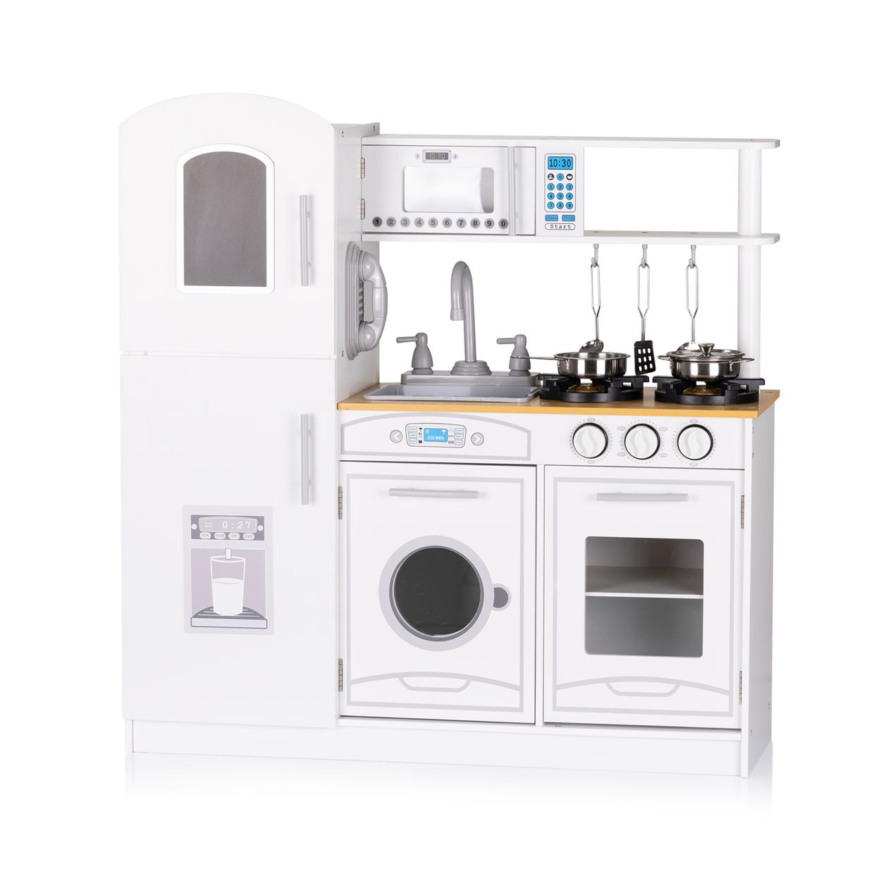 Chipolino Holz-Kinderk&uuml;che 85,5 cm, Sp&uuml;lbecken Kochutensilien Licht Sound wei&szlig; 