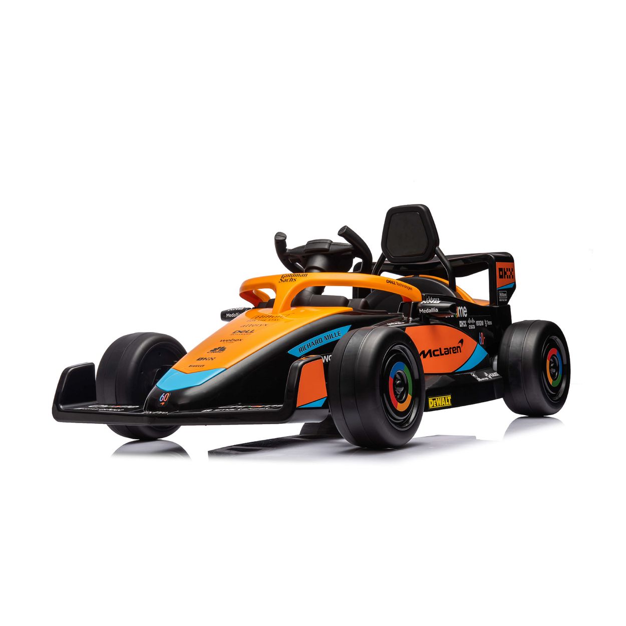 Chipolio Kinder Elektroauto Formel 1 McLaren Fernbedienung Gurt MP3-Anschluss orange schwarz 