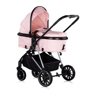 Chipolino Kinderwagen Aura 2 in 1 umbaubar Wickeltasche Sitz umkehrbar bis 22 kg pink 