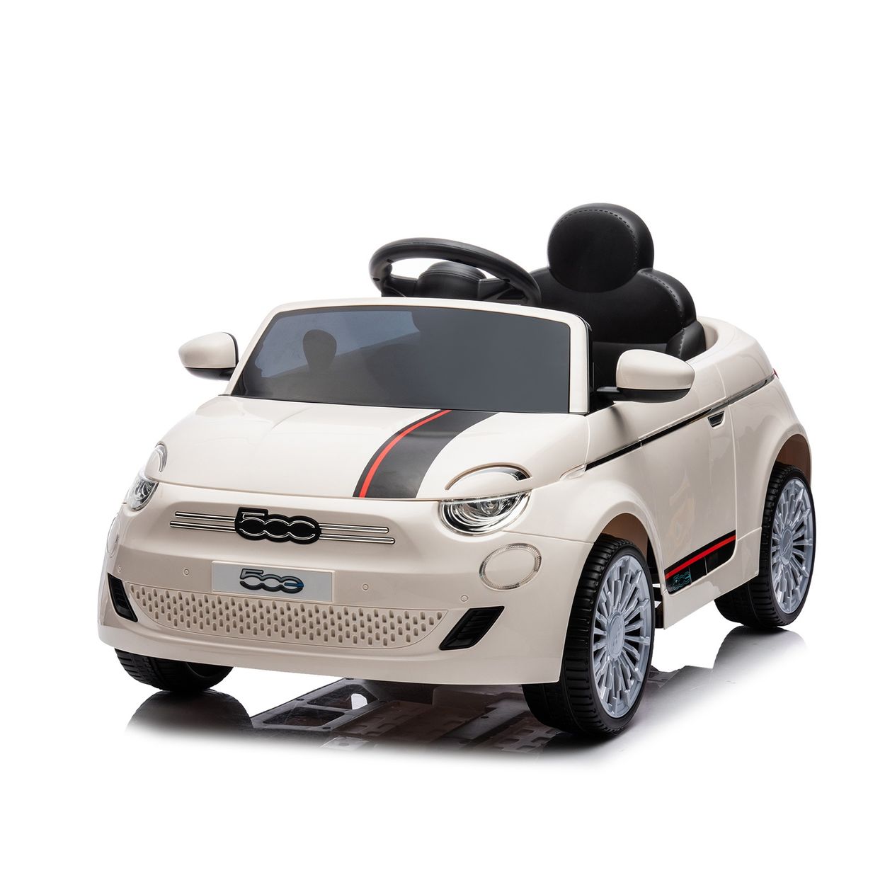 Chipolino Kinder Elektroauto Fiat 500 Fernbedienung, Sicherheitsgurt, MP3, USB weiss 