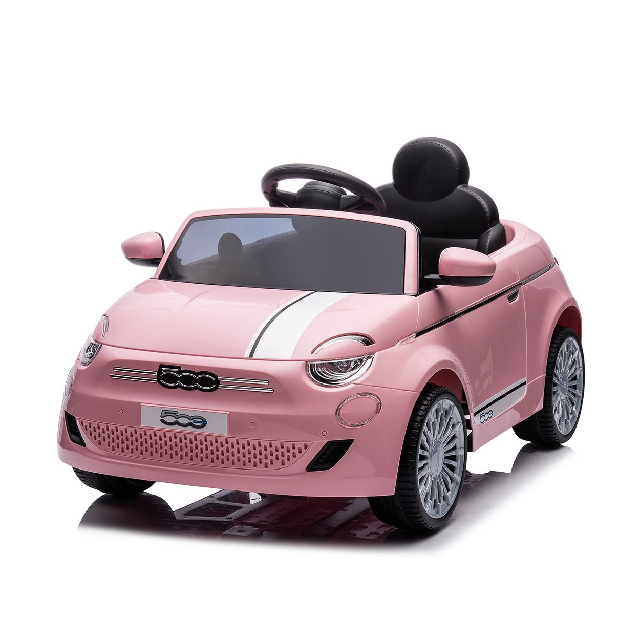 Chipolino Kinder Elektroauto Fiat 500 Fernbedienung, Sicherheitsgurt, MP3, USB pink 
