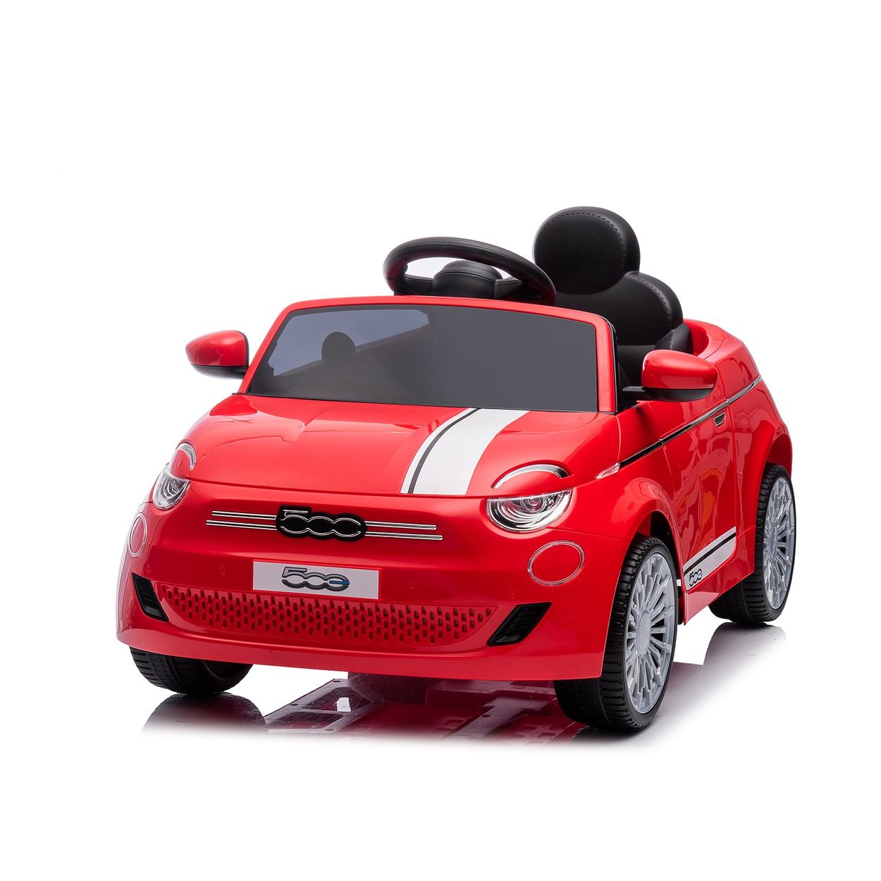 Chipolino Kinder Elektroauto Fiat 500 Fernbedienung, Sicherheitsgurt, MP3, USB rot 