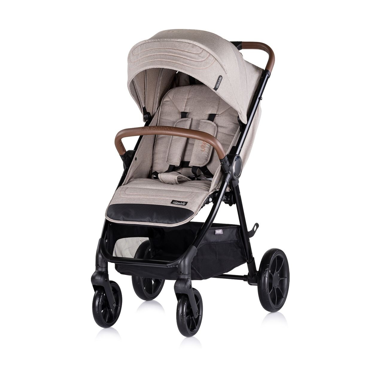 Kinderwagen Ultera Buggy klappbar Korb Federung Hinterradbremse Gurt beige