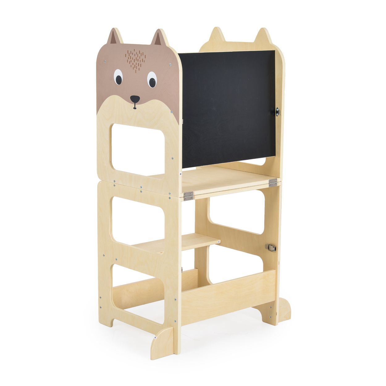 Moni Kinder Holz-Lernturm 3 in 1 24446 Schreibtisch Bank Zeichentafel Stehhilfe braun 