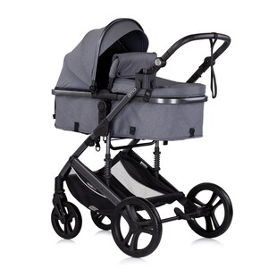 Chipolino Kinderwagen 3 in 1 Amore Babyschale Adapter Wickeltasche Fußabdeckung grau gemustert 