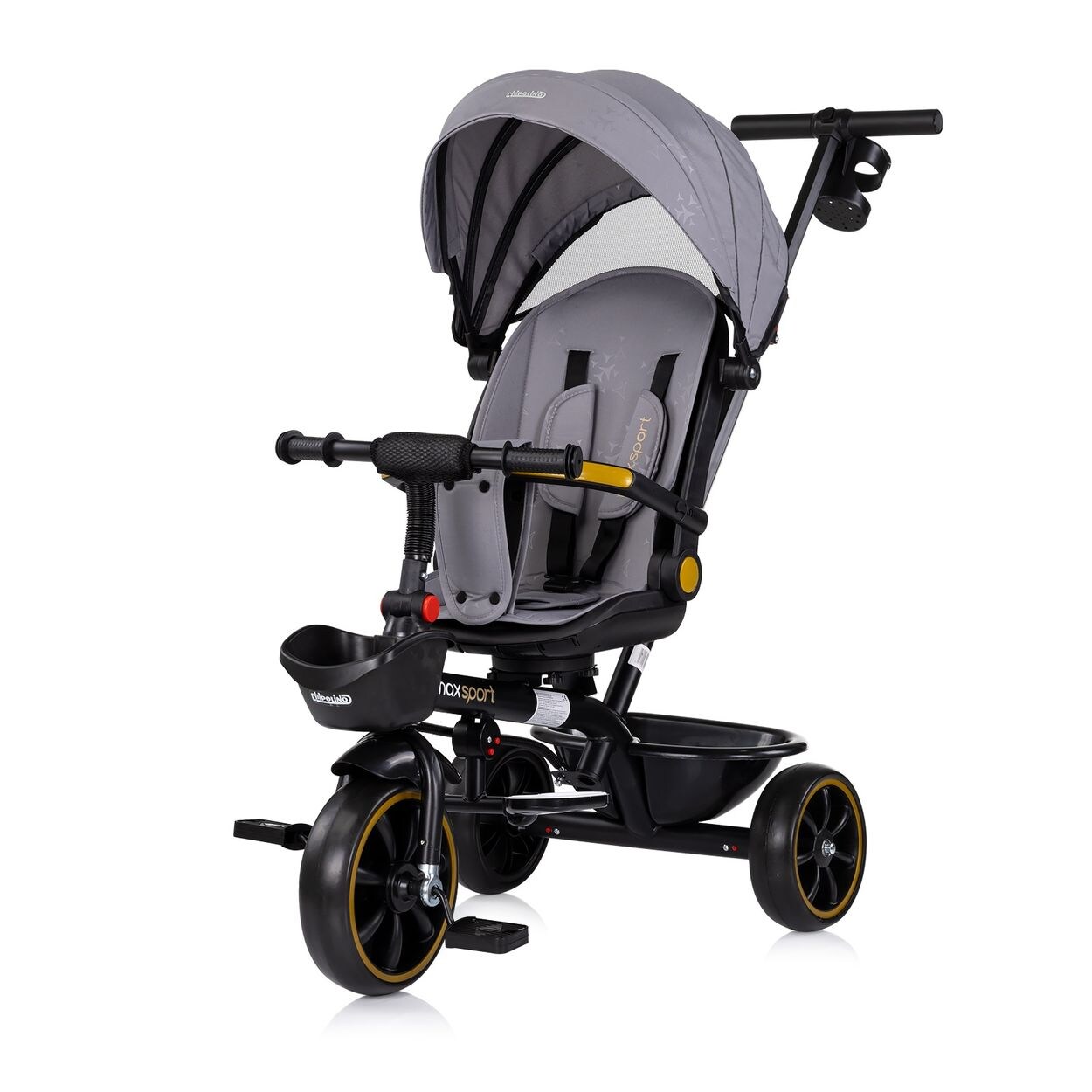 Tricycle Max Sport 2 in 1, Dreirad, Becherhalter, Sitz umkehrbar, Korb grau