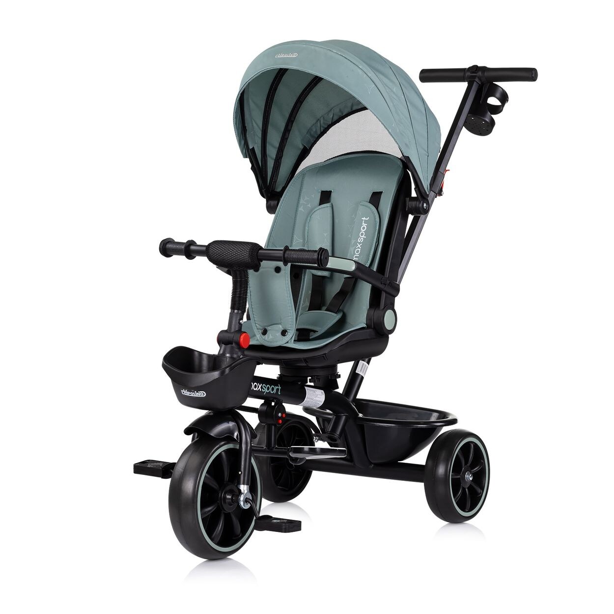Tricycle Max Sport 2 in 1, Dreirad, Becherhalter, Sitz umkehrbar, Korb türkis