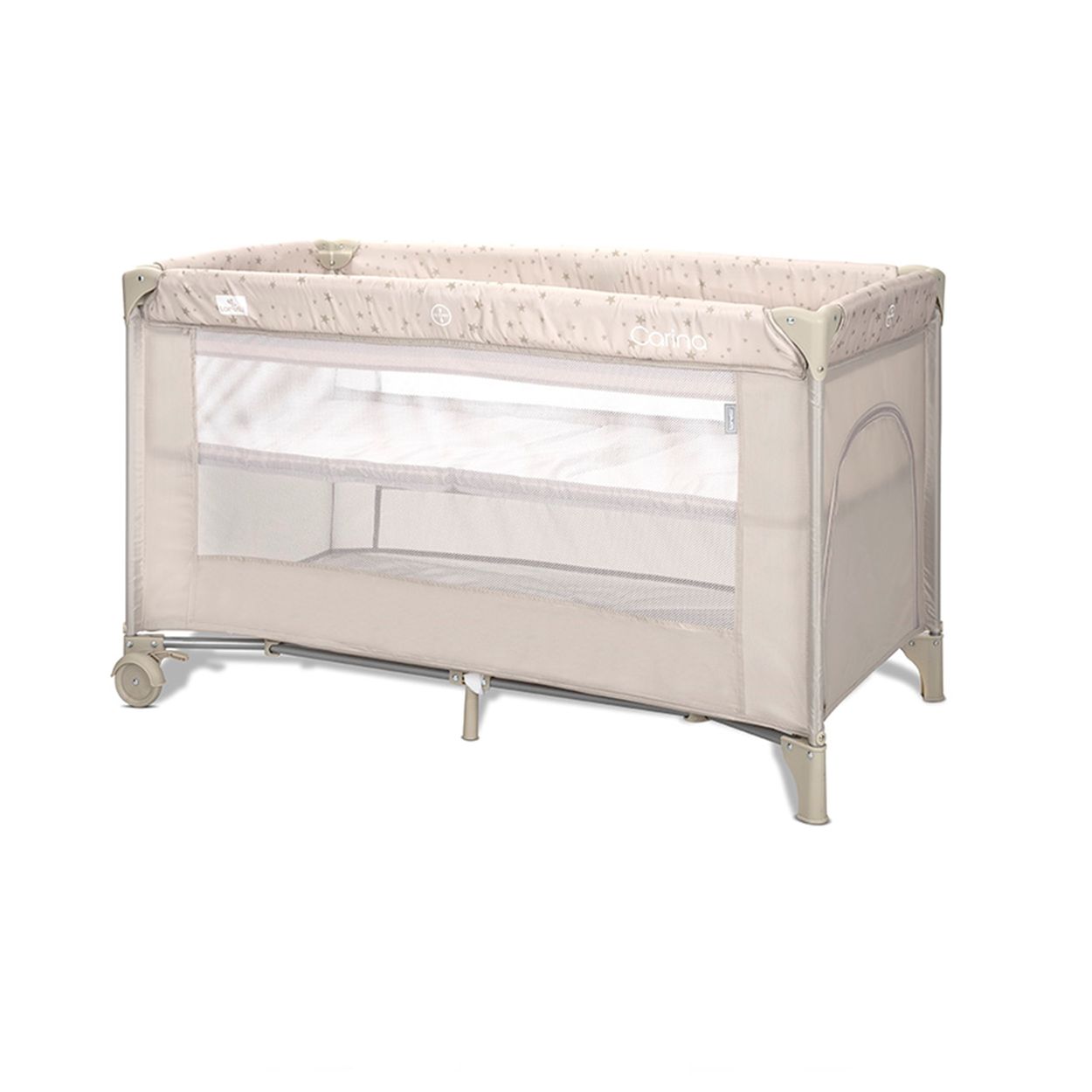 Lorelli Reisebett Carina 2 Ebenen Matratze Tragetasche faltbar R&auml;der mit Bremse beige 