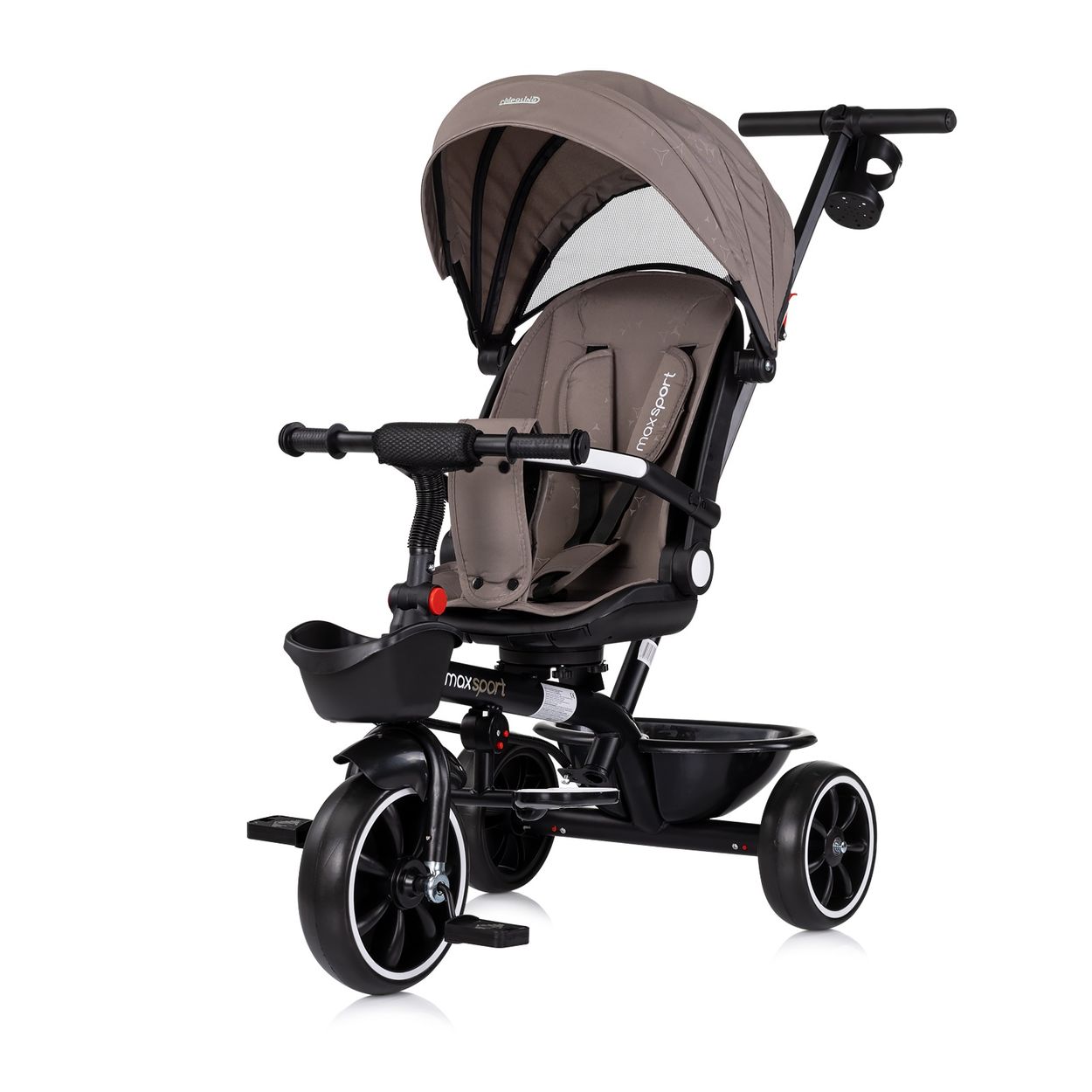 Chipolino Tricycle Max Sport 2 in 1, Dreirad, Becherhalter, Sitz umkehrbar, Korb braun 