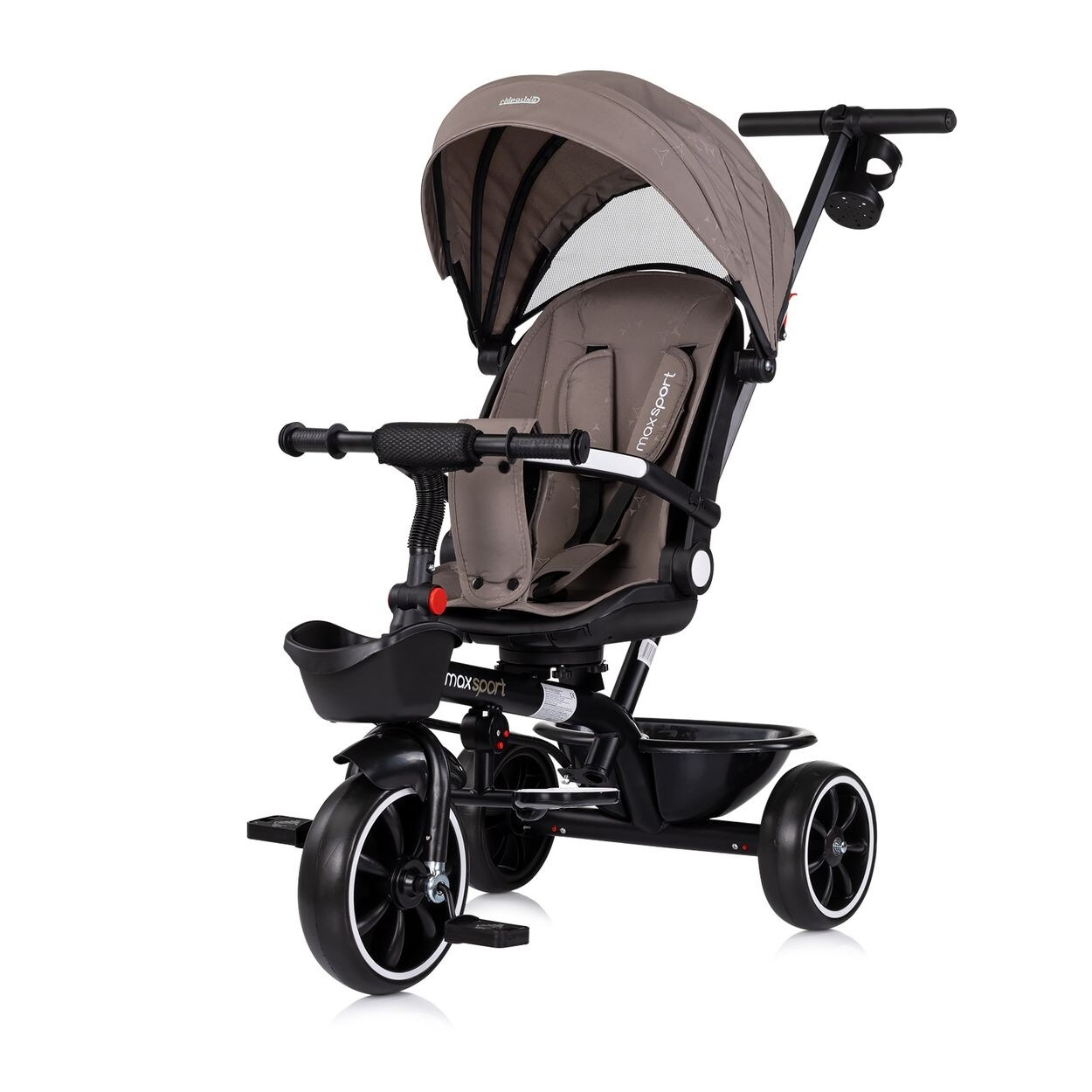 Tricycle Max Sport 2 in 1, Dreirad, Becherhalter, Sitz umkehrbar, Korb braun