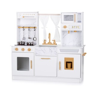 Chipolino Kinderküche 94 cm Holz Sound Licht Mikrowelle Töpfe Eismaschine Spüle weiß 