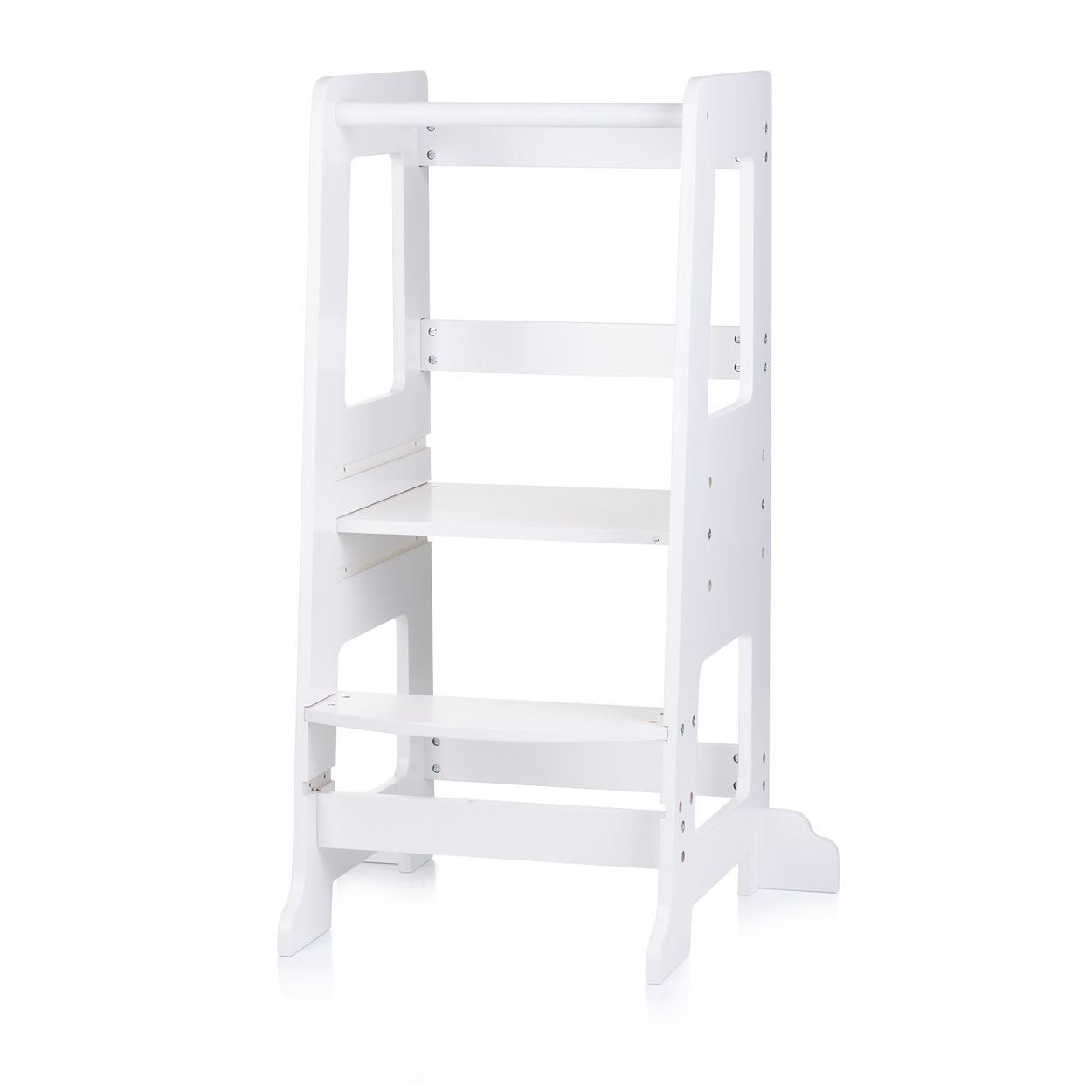 Chipolino Kinder Lernturm Stehhilfe Holz Tritthocker Trittstufe h&ouml;henverstellbar wei&szlig; 