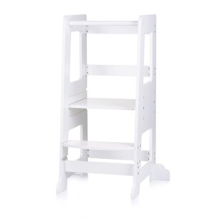 Chipolino Kinder Lernturm Stehhilfe Holz Tritthocker Trittstufe höhenverstellbar weiß 