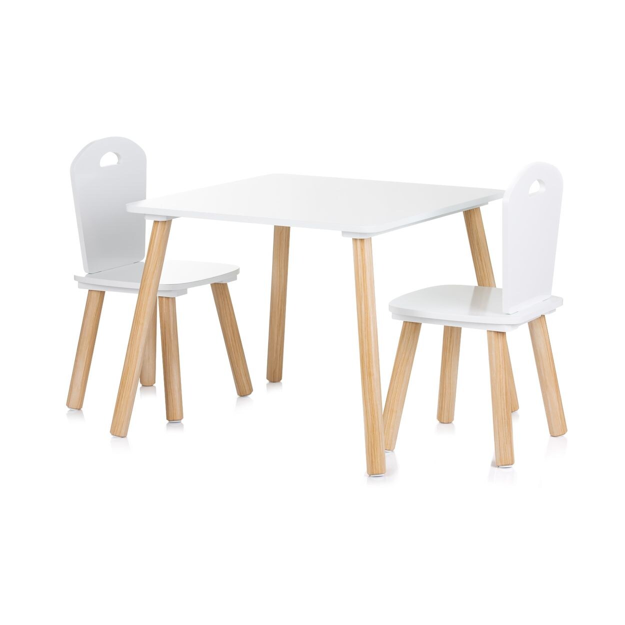 Chipolino Kinder Tischset Holztisch, 2 Holzstühle, Kindersitzgruppe, 3-teilig weiß