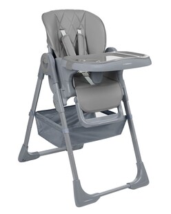 Kikkaboo Kinderhochstuhl Comfy höhenverstellbar, Gurt, Doppeltablett, klappbar hellgrau 